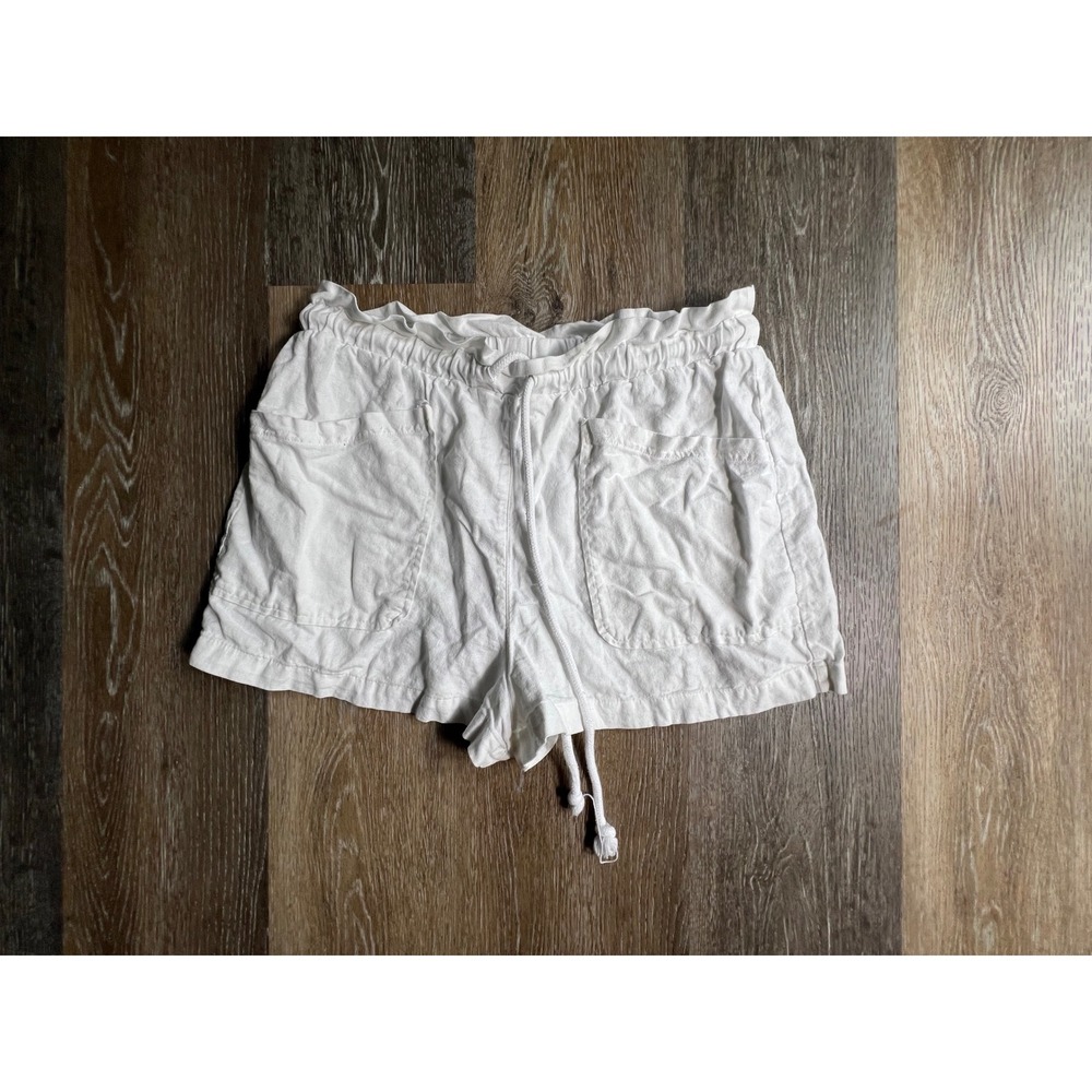 Universal Thread Shorts Women Medium White Linen Blend Paperbag Waist Drawstring